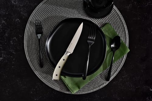 8 Piece Serrated Kitchen Steak Knife Set (Creme / 4.5")