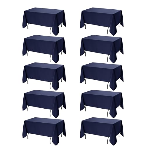 10 Pack Navy Blue Tablecloths for Rectangle Tables (Navy Blue / 70x120 In, 10 Pack)