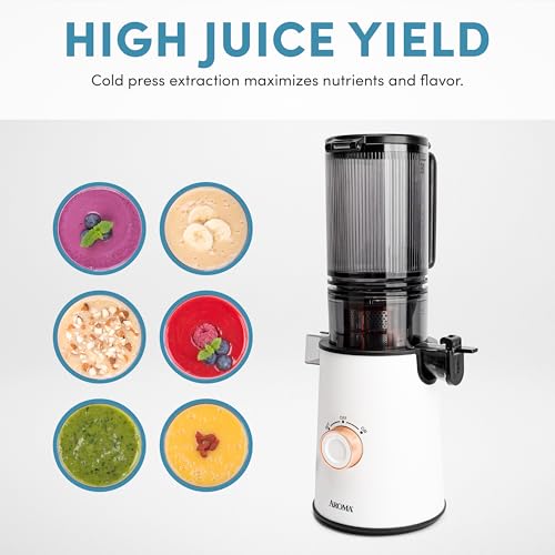 Cold Press Juice Machine Slow Masticating Fruit and Vegetable Juicer for Home with Large 4 (White)