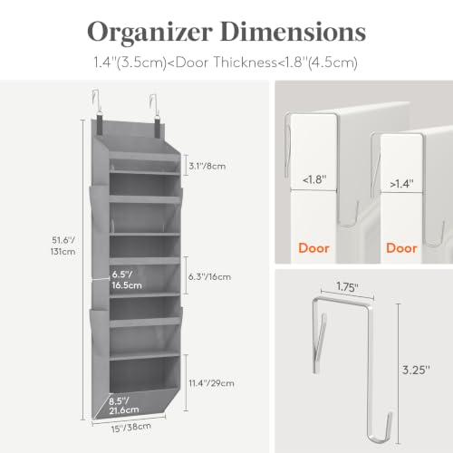 1 Pack Over the Door Organizer (Gray / 5 section)