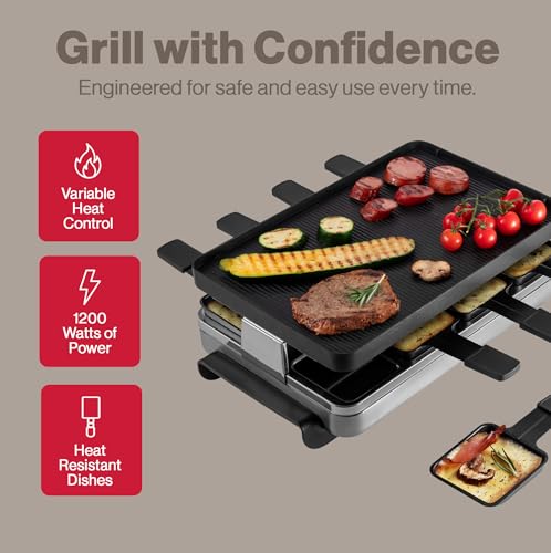 Classic Raclette Party Grill with Reversible Cast Aluminum Non