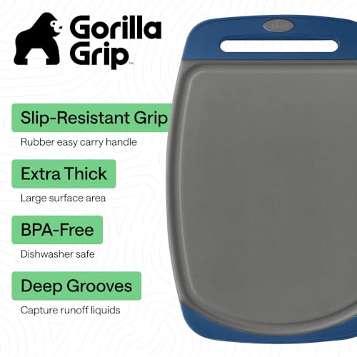 BPA Free Reversible Kitchen Cutting Board (Gray/Blue / Large (Pack of 3))