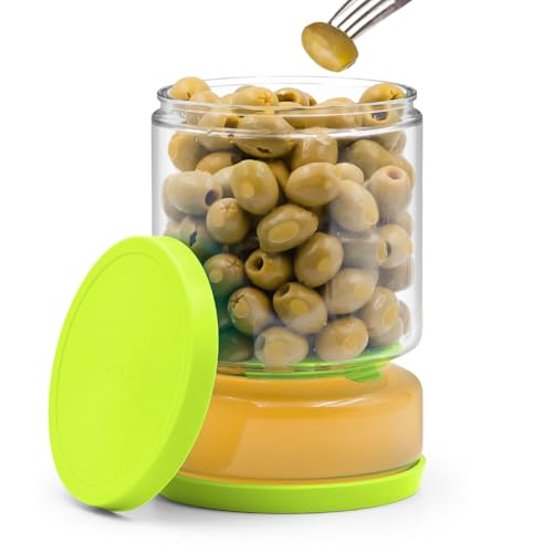 Glass Pickle Container with Strainer (Green Yellow)