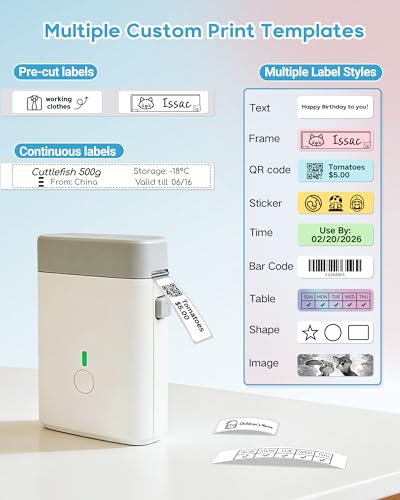 Label Maker Bluetooth Label Maker Machine with Tape (White)