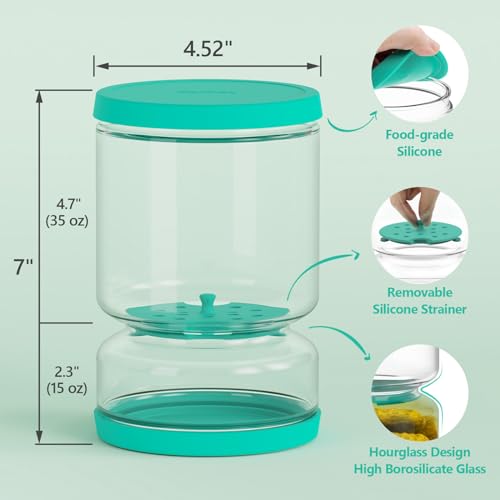 Glass Pickle Container with Strainer (Green)