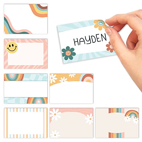 Self Adhesive Name Tags Sticker (Retro Colorful)