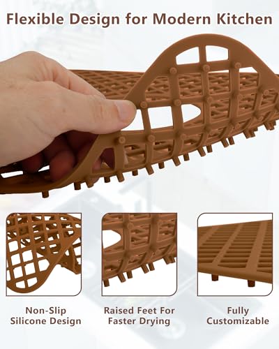 2 Pack Silicone Sink Protectors for Kitchen Sink (Coffee)