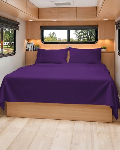 Short Queen Size 4 Piece Bed Sheet Set (36 - Purple / Short Queen)