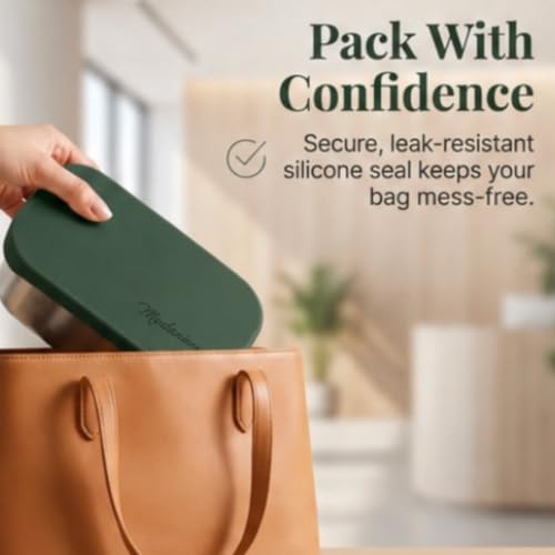 Flexibento 47 OZ Leak proof Stainless Steel Lunch Box Containers with Silicone Lids (ZB-ForestGreen-47OZ-Setof2)