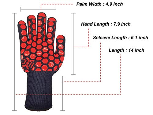 Heat Resistant Oven Glove (Black/Red / Extra Long Cuff)