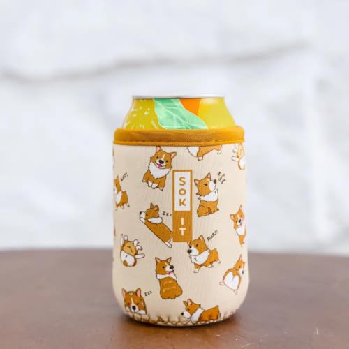 CanSok Sleeve for Beer & Soda Insulated Neoprene Cover (Too Corgi to Function / 12oz Slim Can Sleeve)