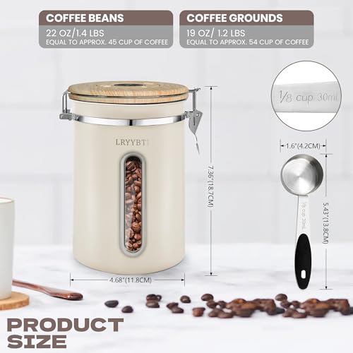 22OZ Coffee Canister Airtight Stainless Steel (Cream / 22 oz)