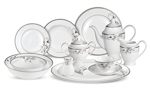 Lorenzo 57 Piece Elegant Bone China Service for 8 Viola Dinnerware Sets