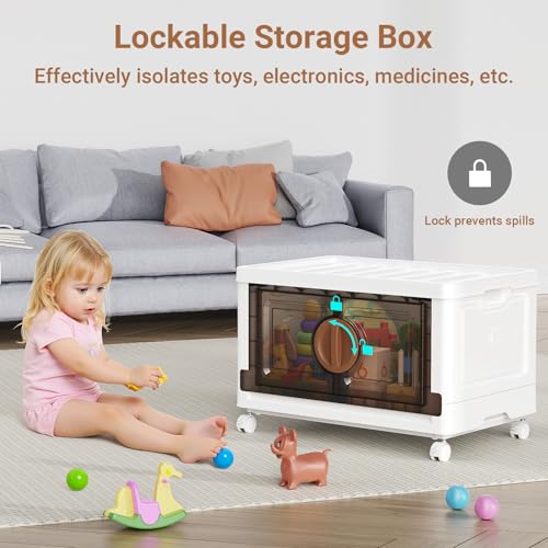 480Qt Lockable Stackable Storage Bins with Lids (White & Brown / 120QT-4Pack)
