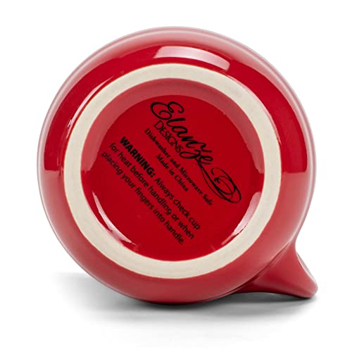 Ribbed 14 ounce Ceramic Stoneware Handwarmer Mugs Set of 4 (4 count / Red)