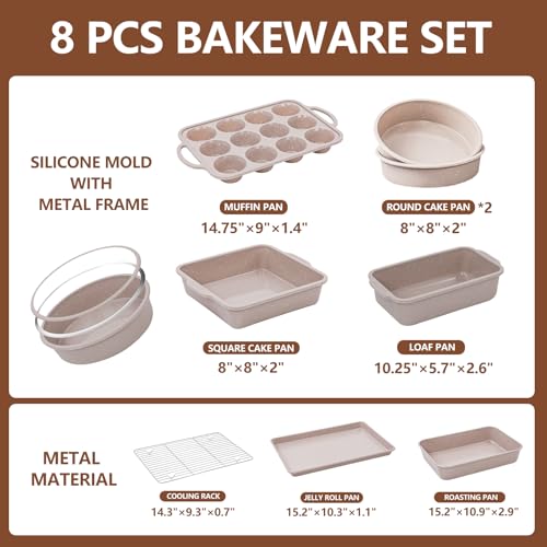 8 Piece Baking Pans Set Nonstick