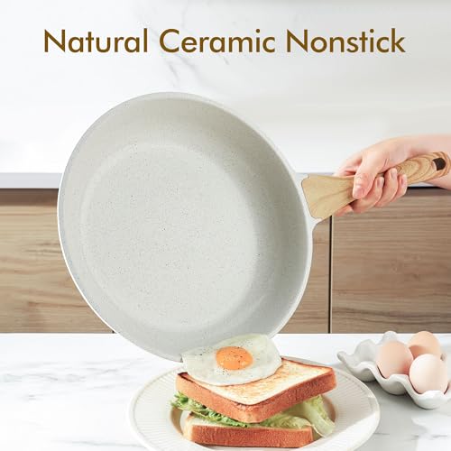 Nonstick Ceramic Frying Pan Skillet (10 Inch / White)