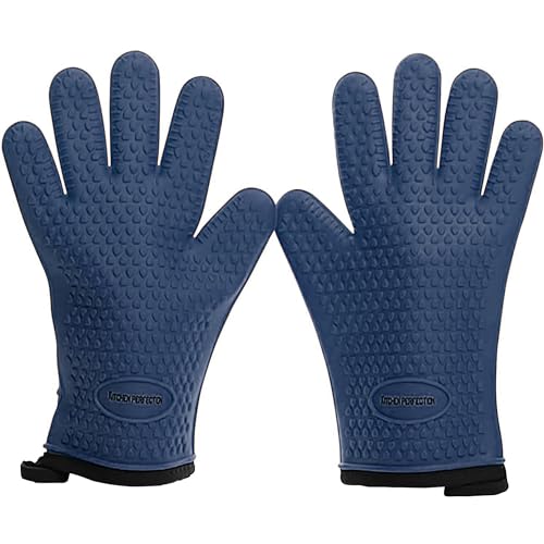 Silicone Smoker BBQ Gloves (Blue Mist / One Size Fits Most)