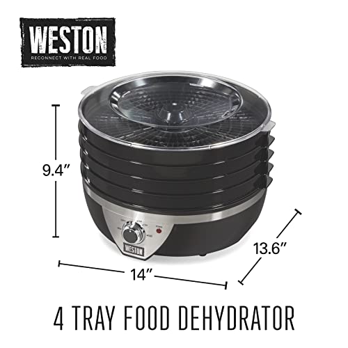 Food Dehydrator Machine for Jerky (Temperature Control (100-160F) / 4 Stackable Trays, Black & Stainless Steel Accents)