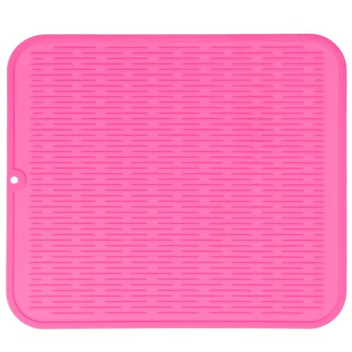Silicone Dish Drying Mat for Multiple Usage (Rose / 18"L x 16"W)