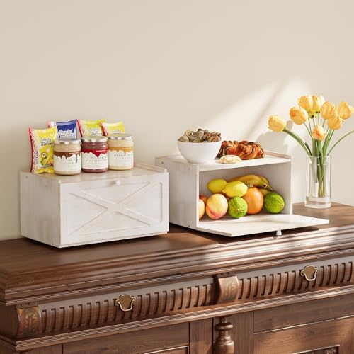 Bamboo Bread Box for Kitchen Counter Farmhouse Bread Storage Container Large Capacity Bread Storage Bin Bread Holder