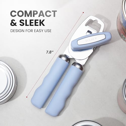 Manual Can Opener Heavy Duty Patented Stainless Steel (Sky Blue / Comfy Grip)