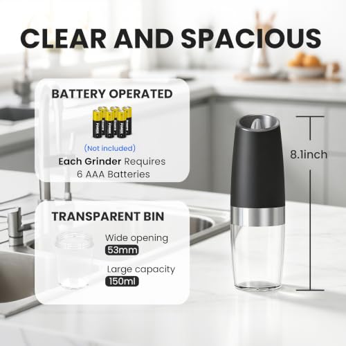 Battery Operated Salt And Pepper Grinder Set (Black-Single)