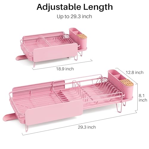 Large Dish Drying Rack for Kitchen Counter (Pink)