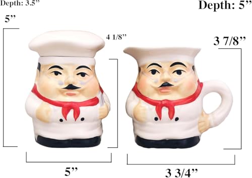 Fat Chef Hand Painted Ceramic Cream and Sugar Set (Chef)