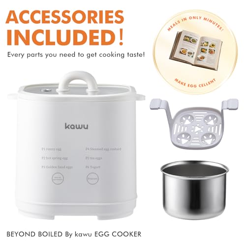 Egg Cooker, 6-in-1 Electric Egg Boiler for Hard Boiled Eggs (White)