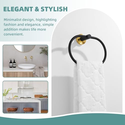 Towel Ring Gold and Black (Oval - Black & Gold)