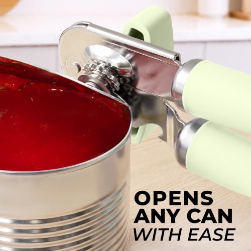 Stainless Steel Swing Open Manual Can Opener Comfortable Grip (Matcha Cream / Swing Open)