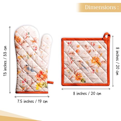 100% Cotton Oven Mitt & Pot Holder Set (062 - Kelim - Prairie / 7.5" x 13" & 8" x 8" (Oven Mitt & Pot Holder))