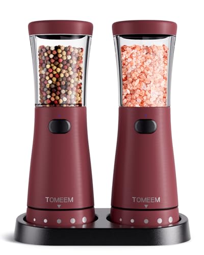 Electric Salt and Pepper Grinder Set with Storage Base (Roseo)