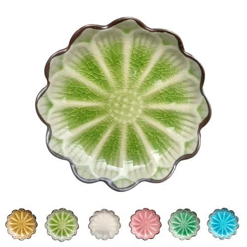 Ceramic Spoon Rest for Stove Top (Cracks Deco, Fruit Green)