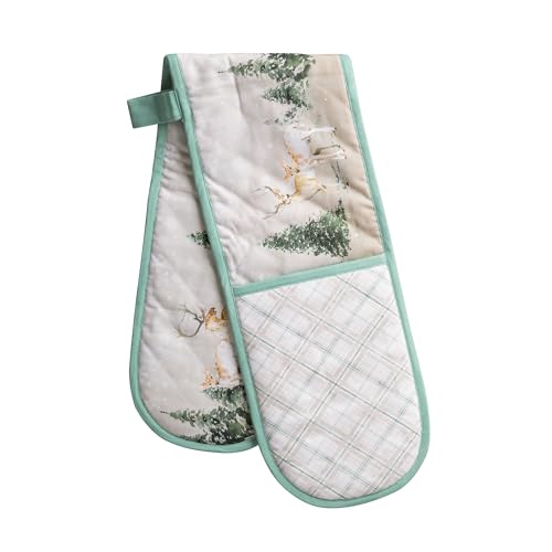 Double Oven Mitts 100% Cotton Double Oven Glove (049 - Deer in the Woods / 7" x 35" (Double Oven Mitt))