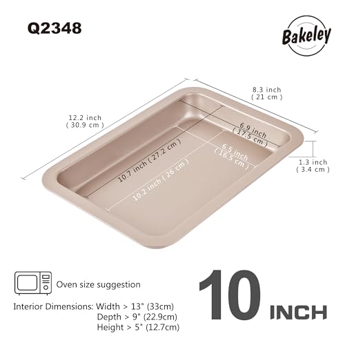 10 Inch Rectangular Baking Pan 2 Pack Carbon Steel Tray for Oven Roasting (10" Shallow Rectangle 2Pcs)