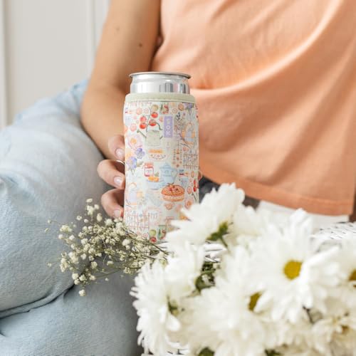 CanSok Sleeve for Beer & Soda Insulated Neoprene Cover (Cottage Core / 12oz Slim Can Sleeve)