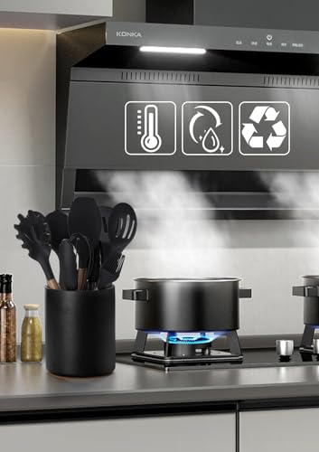 Ceramic Kitchen Utensil Holder for Countertop (Stone Black)