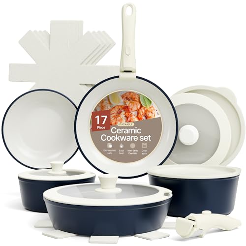 Bakken 17 Piece Ceramic Coated Aluminum Cookware Set (Blue)