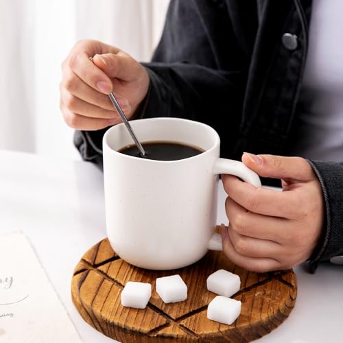 14oz Coffee Mugs Set of 6 (6 Count (Pack of 1) / Off White-Speckled)