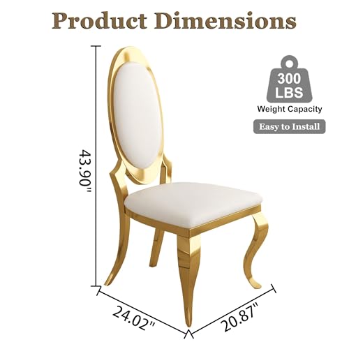 Modern Dining Chairs Set of 4 (White/Gold / Set of 4)