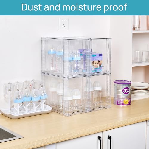 4 Pack Clear Stackable Storage Drawers (4Pack 9.7"H)