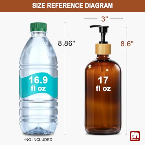 Amber Glass Soap Dispenser (Amber Bottle + Bamboo Pump / 2 Pack)