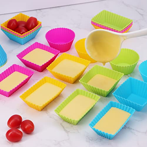 24Pack Silicone Muffin Baking Cups Cupcake Liners Lunch Box Bento Dividers (Colorsful / Large Size)
