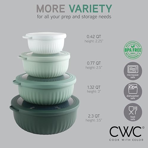 Prep Bowls with Lids (Sage / 8 Piece Set - Wide Bowls)