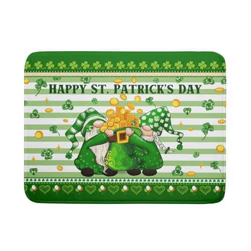 Shamrock Gnome Dish Drying Mat Coin Clover Dishes Fast Dry Mat 18x24 inch Absorbent Microfiber Dishware Drainer Pad for Kitchen Counter Sink (Shamrock Gnome Coin / 18" x 24")