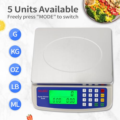 Large Digital Kitchen Scale 30KG Commercial Food Scale 66LB for Baking Bread Meat Stainless Steel Price Computing Scale LCD Display (GREY 30KG)
