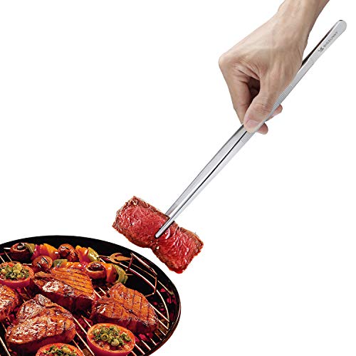 Set of 2 Kitchen Tweezers Fine Tweezer Tongs 12 Inch Stainless Steel Food Tweezer (12" Tweezers - 2 Piece Set)