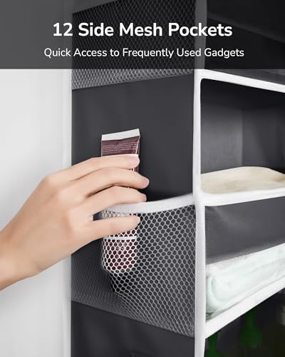 Over The Door Organizer with 6 Large Pockets 12 Side Pockets (Dark Gray / 1 Pack)